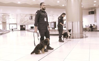البركة: كلاب مدربة على اكتشاف المخدرات والأموال المهربة والمتفجرات في المطار والمنافذ الجمركية