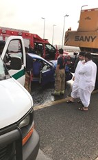 إصابة مواطن في تصادم «رياضية» برافعة بناء على طريق المطار